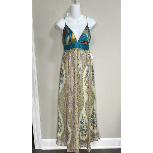 NWT~ SINGLE Brand 100%Silk Exotic Print Maxi Long Dress ~ S - Picture 6 of 12